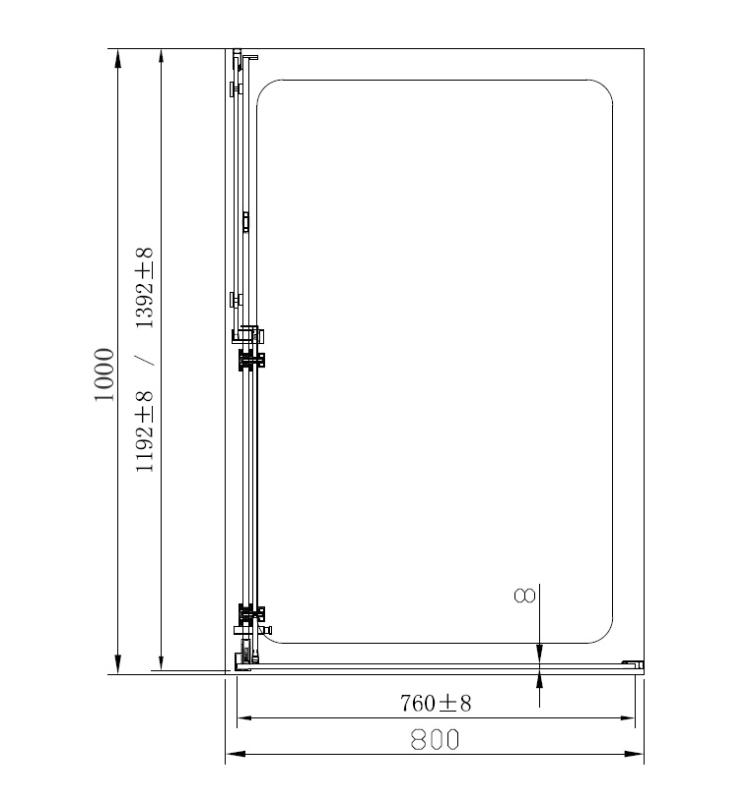 Cabina de dus Fluminia, Panda Black, dreptunghiulara 100 x 80 cm, negru mat